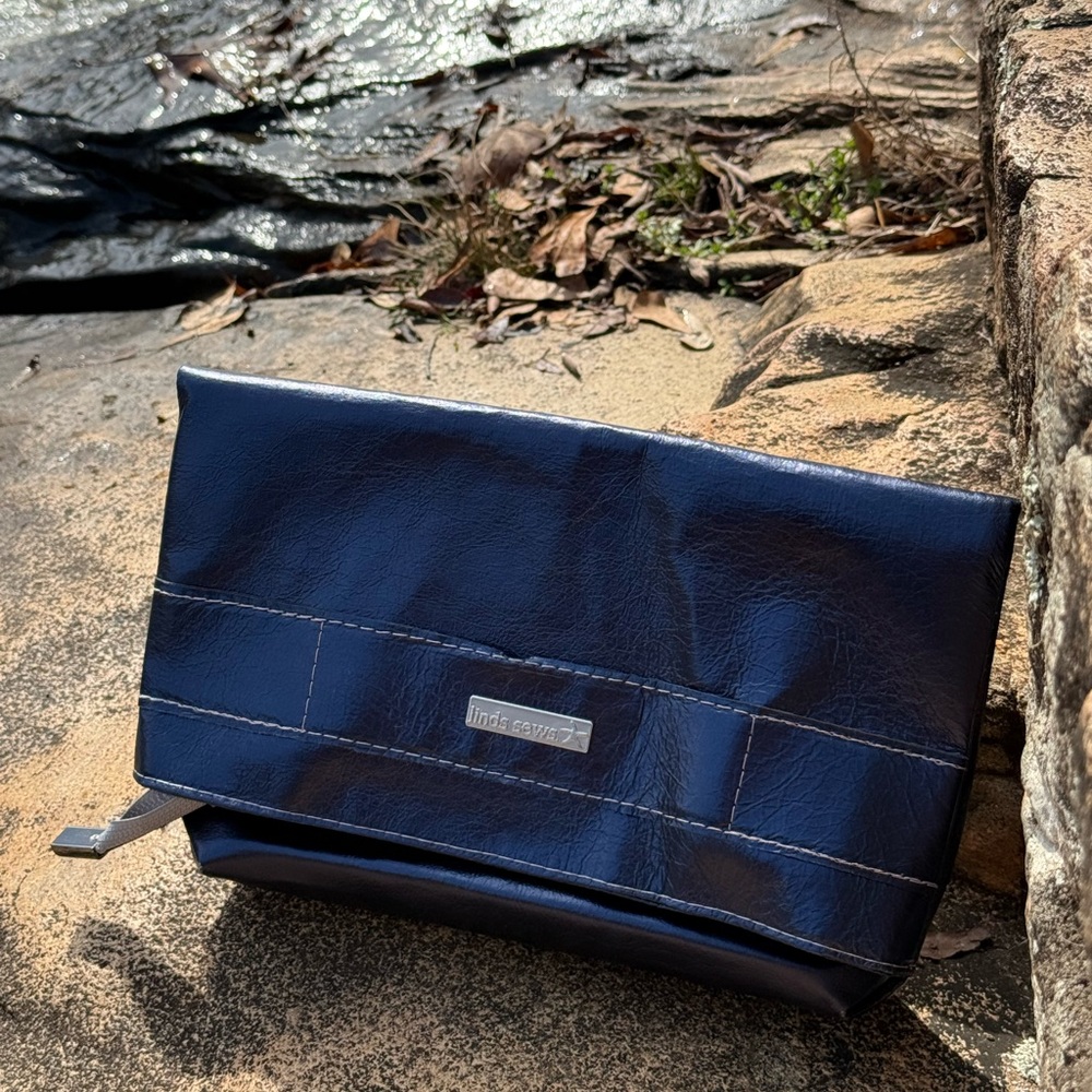 Women’s Royal Blue Metallic Leather Clutch